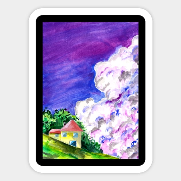 Purple Sky and Clouds Sticker by ZeichenbloQ